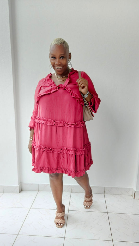 Jada Ruffle Dress || Lipstick