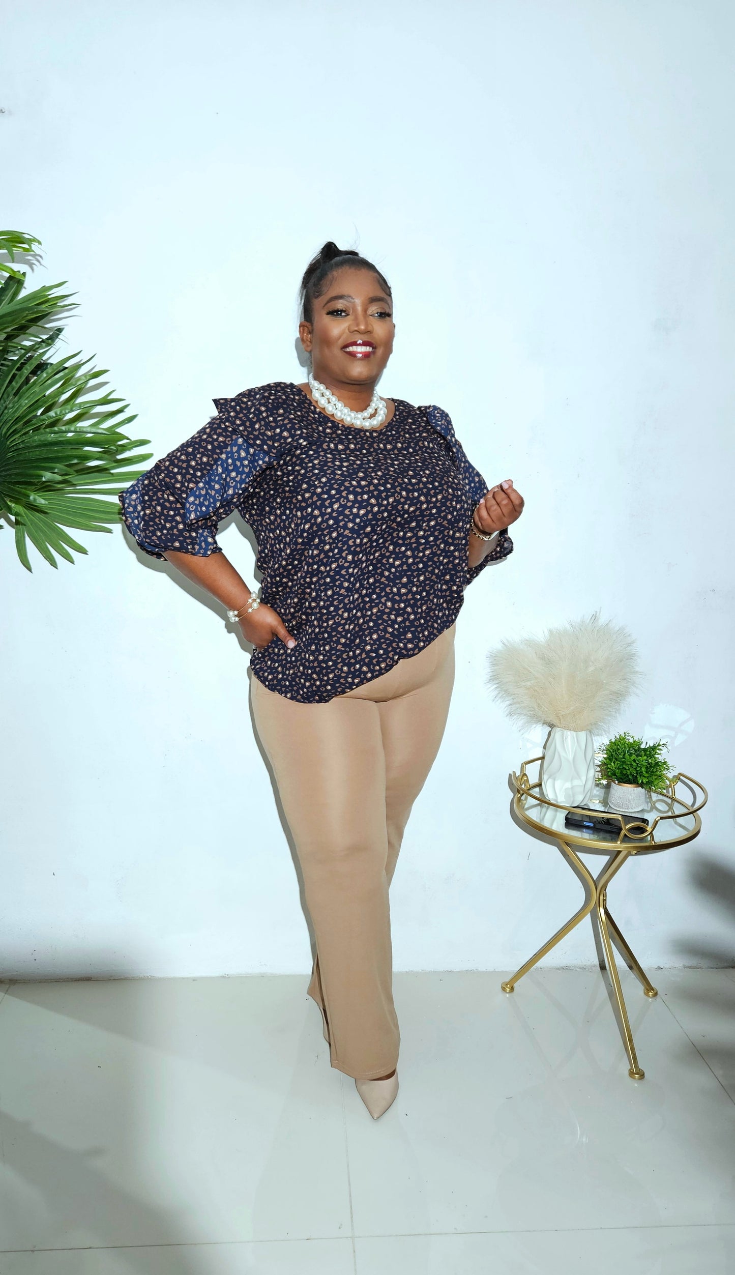 Wild Grace Ruffle Top || Navy