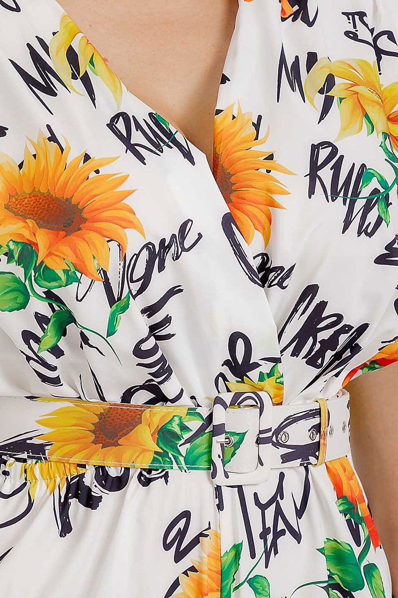 Graffiti Garden Jumpsuit || White