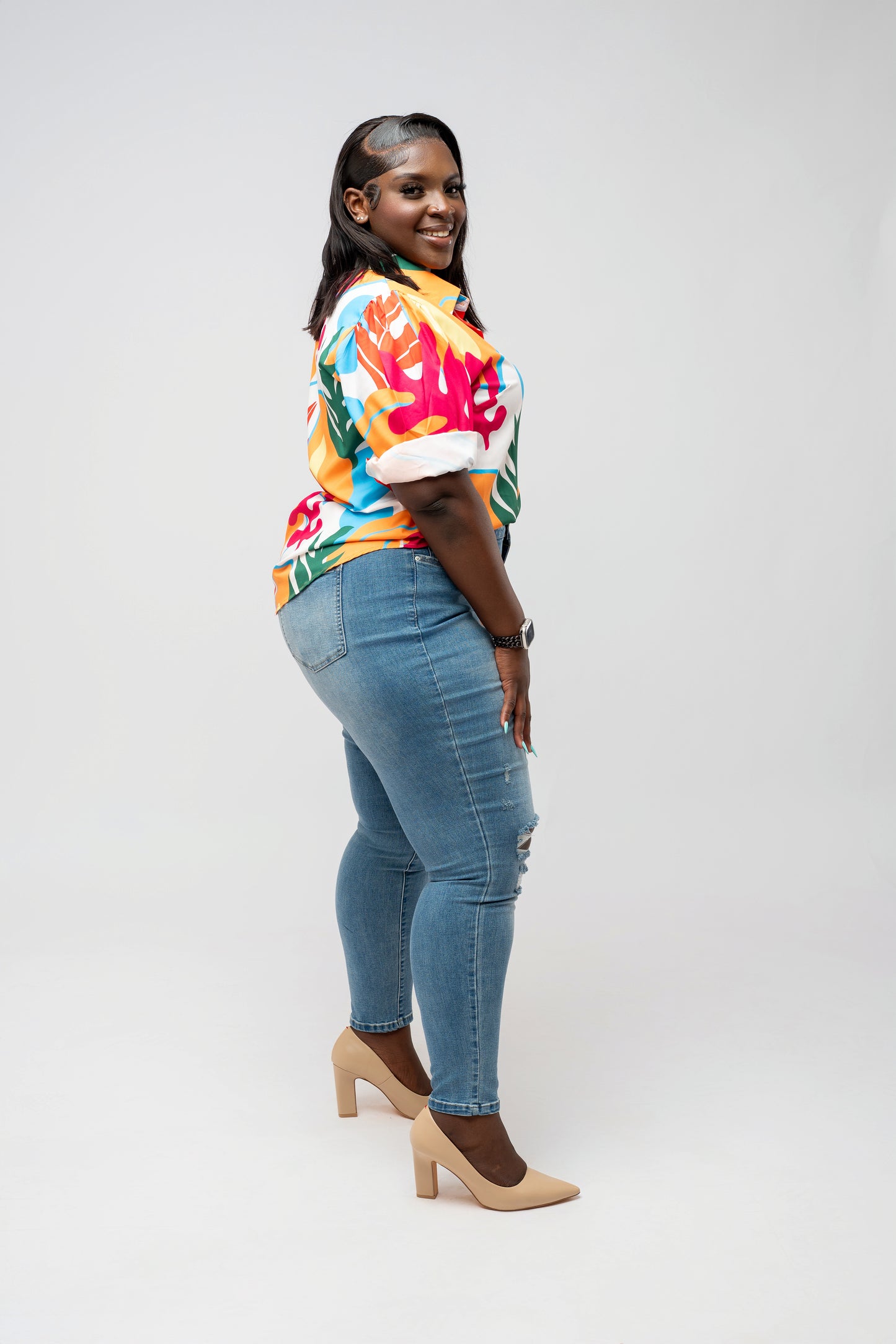 High-Rise Ripped Skinny Jeans || Medium Blue