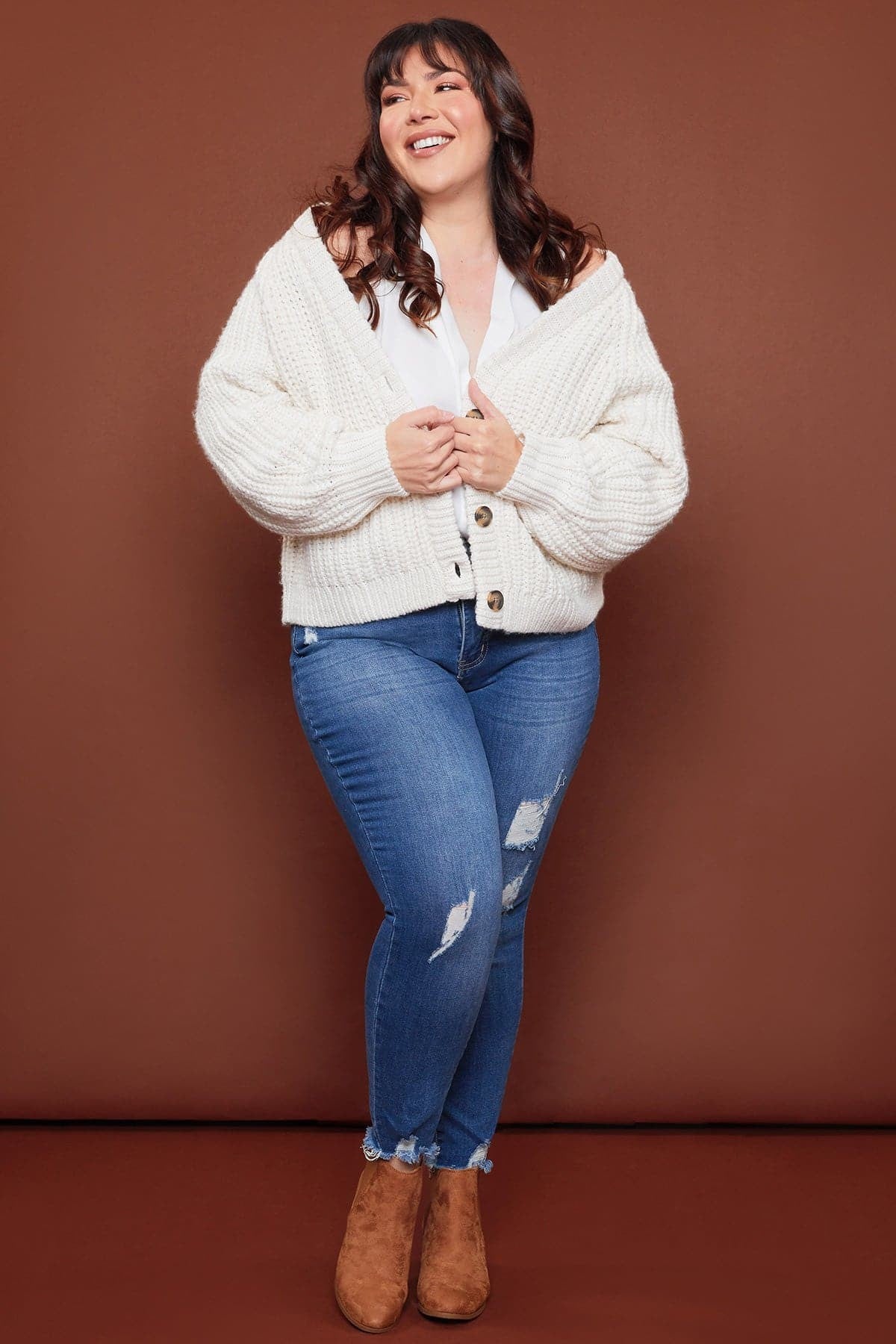 Soft Flex Distressed Jeans || Blue