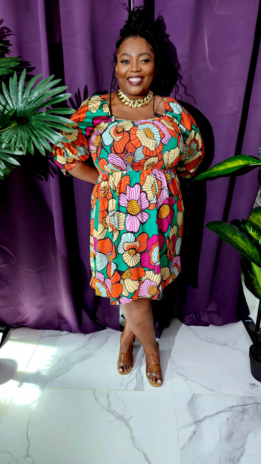 Tiki Floral Printed Mini Dress