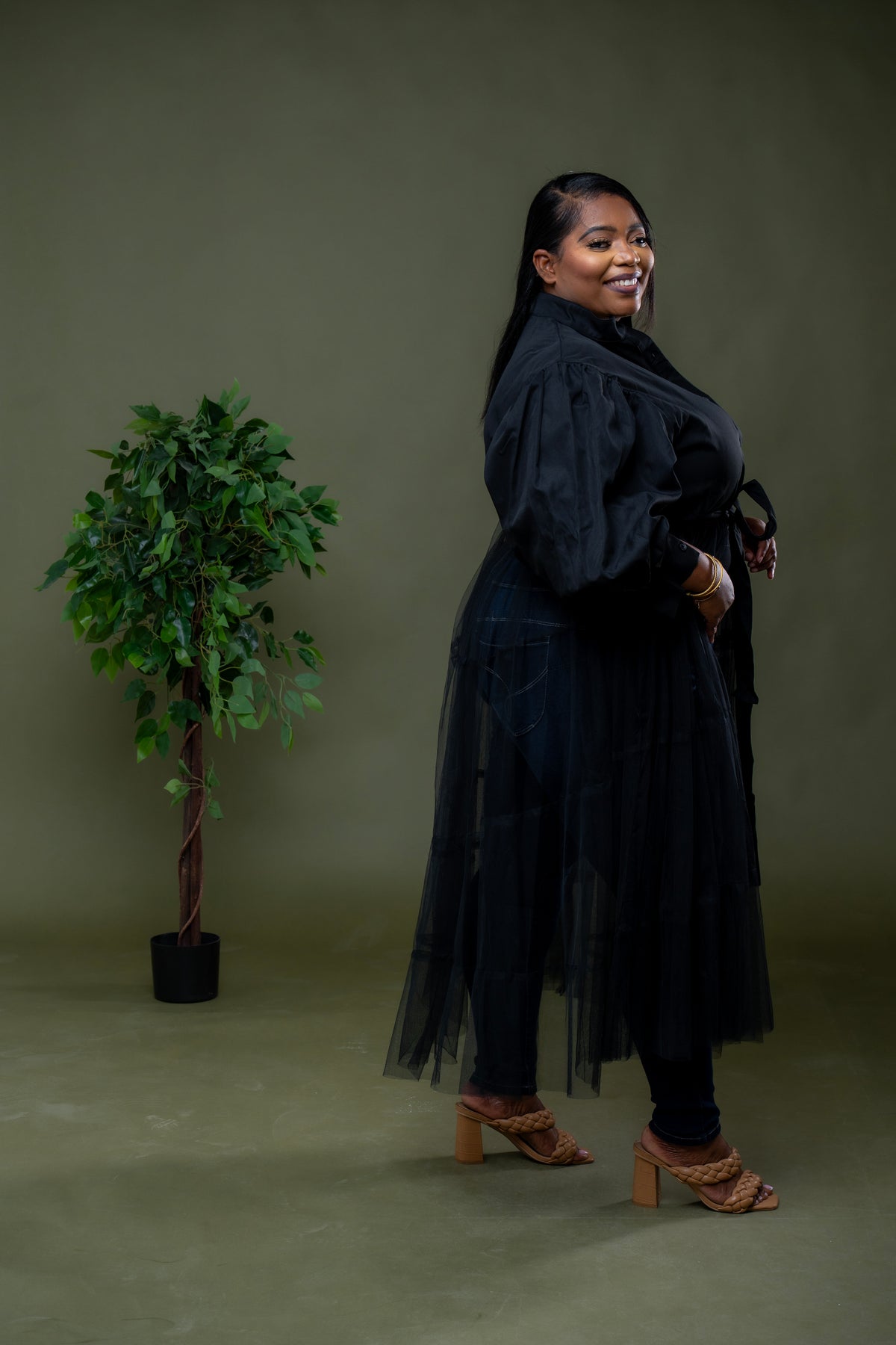 Tulle Be Told Cascade Top || Black