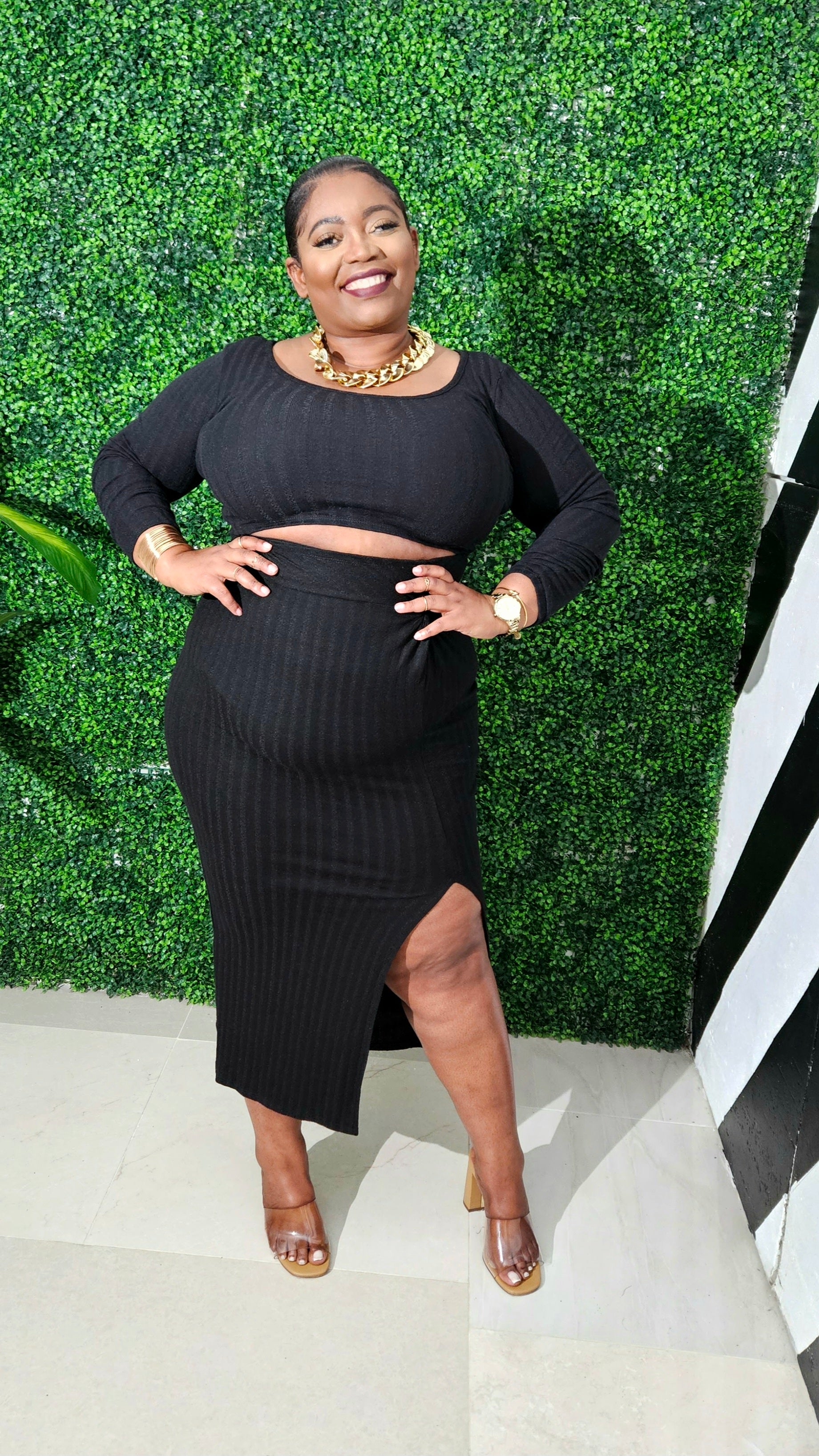 Softee Knit Skirt Set || Black – Curvy Definition Plus