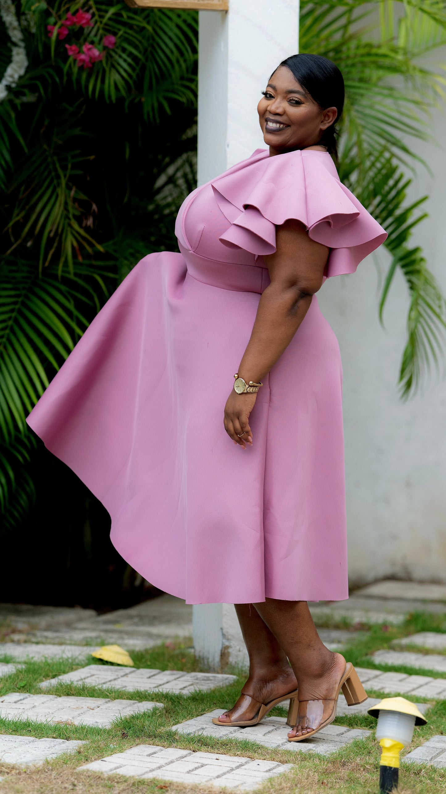 Celeste Charm Midi Dress || Mauve