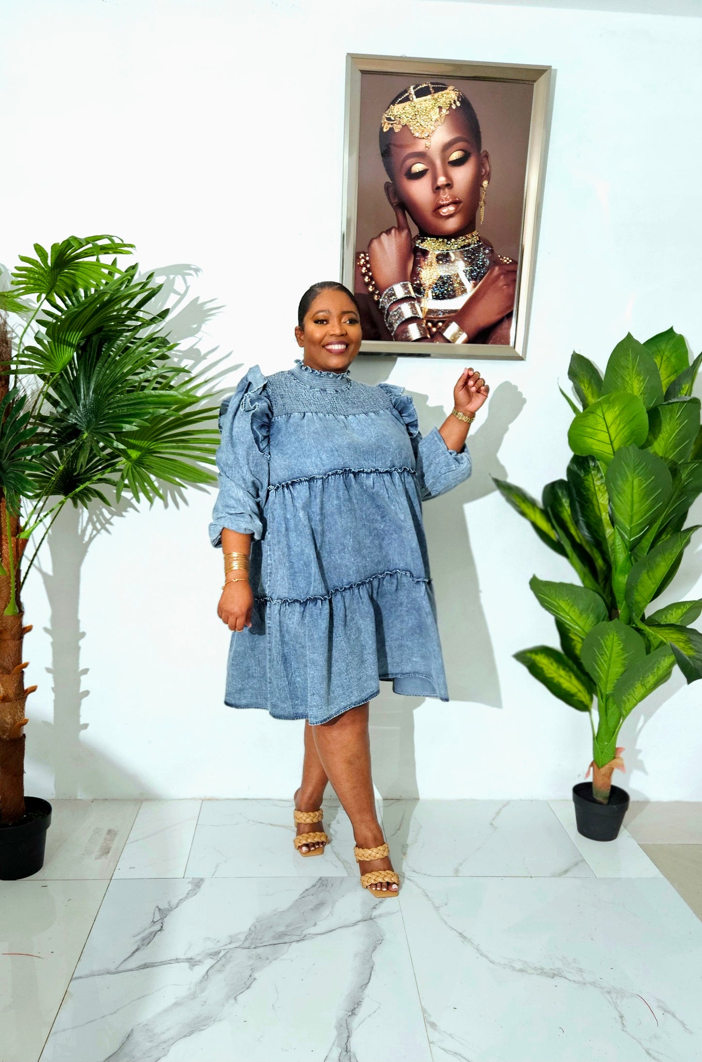 Denim Darling Smocked Mini Dress