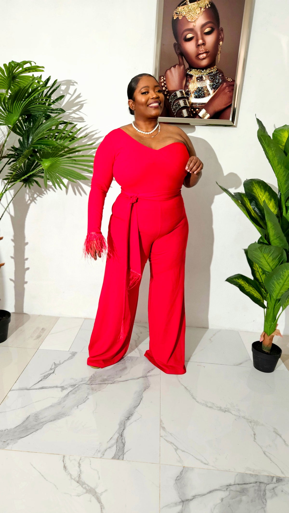 Regal Heiress Jumpsuit || Red