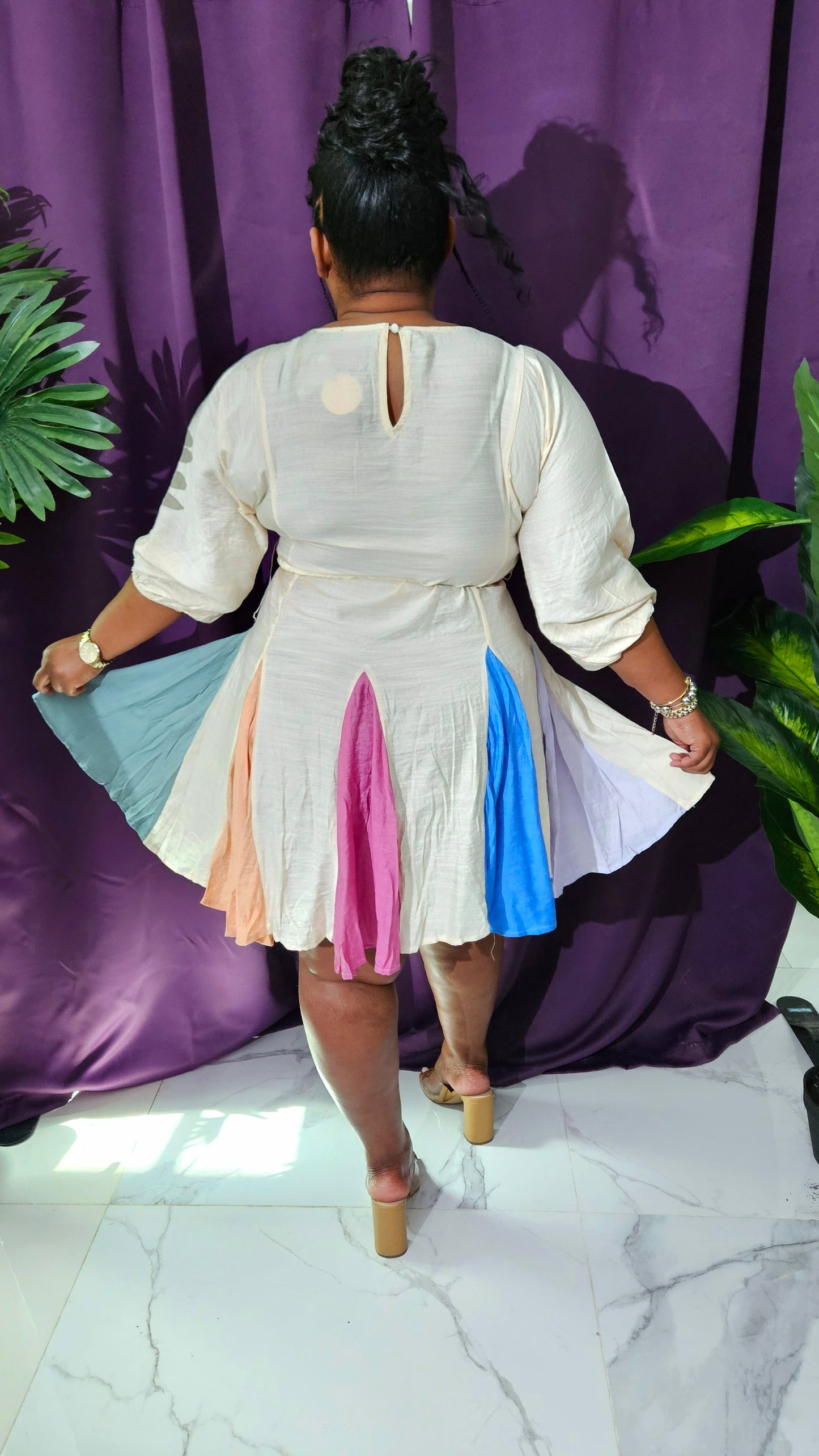 Brax Mini Swing Dress || Champagne Multi