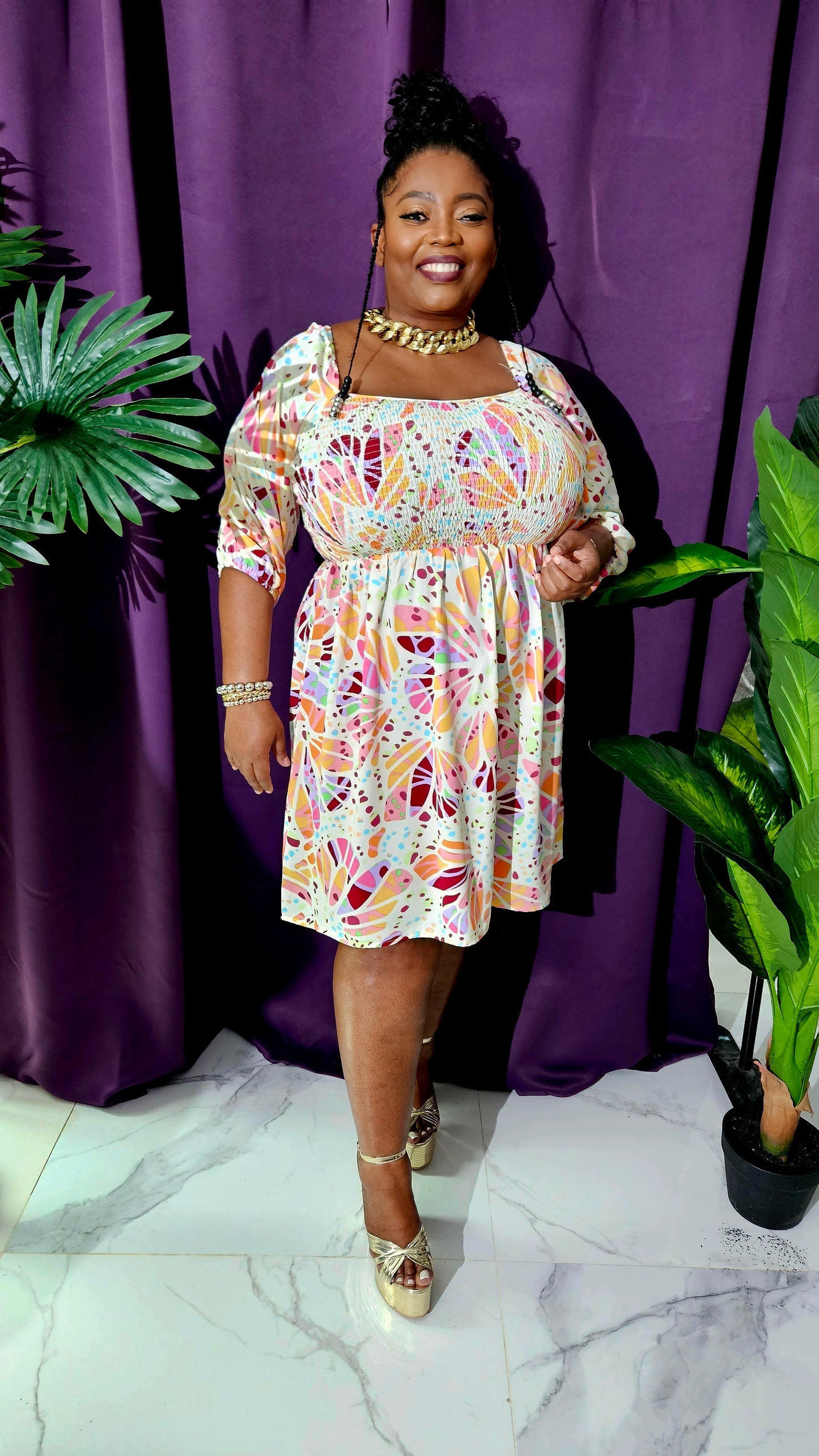 Jaylana Floral Printed Mini Dress