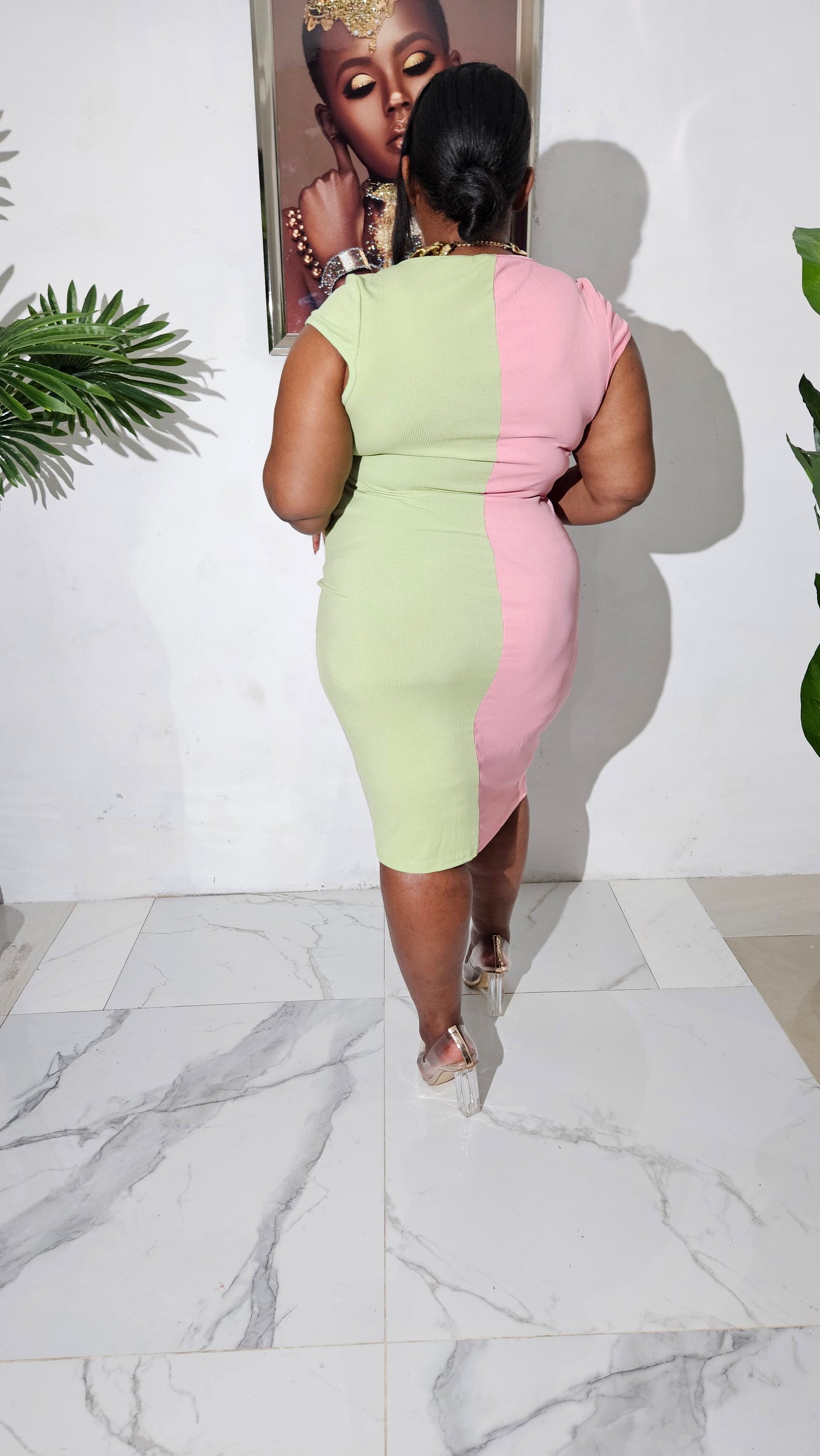 Pocket Charm Dress || Pink & Green