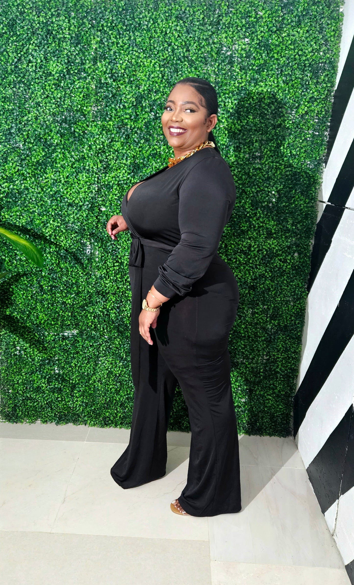 Wrap Game Strong Jumpsuit|| Black