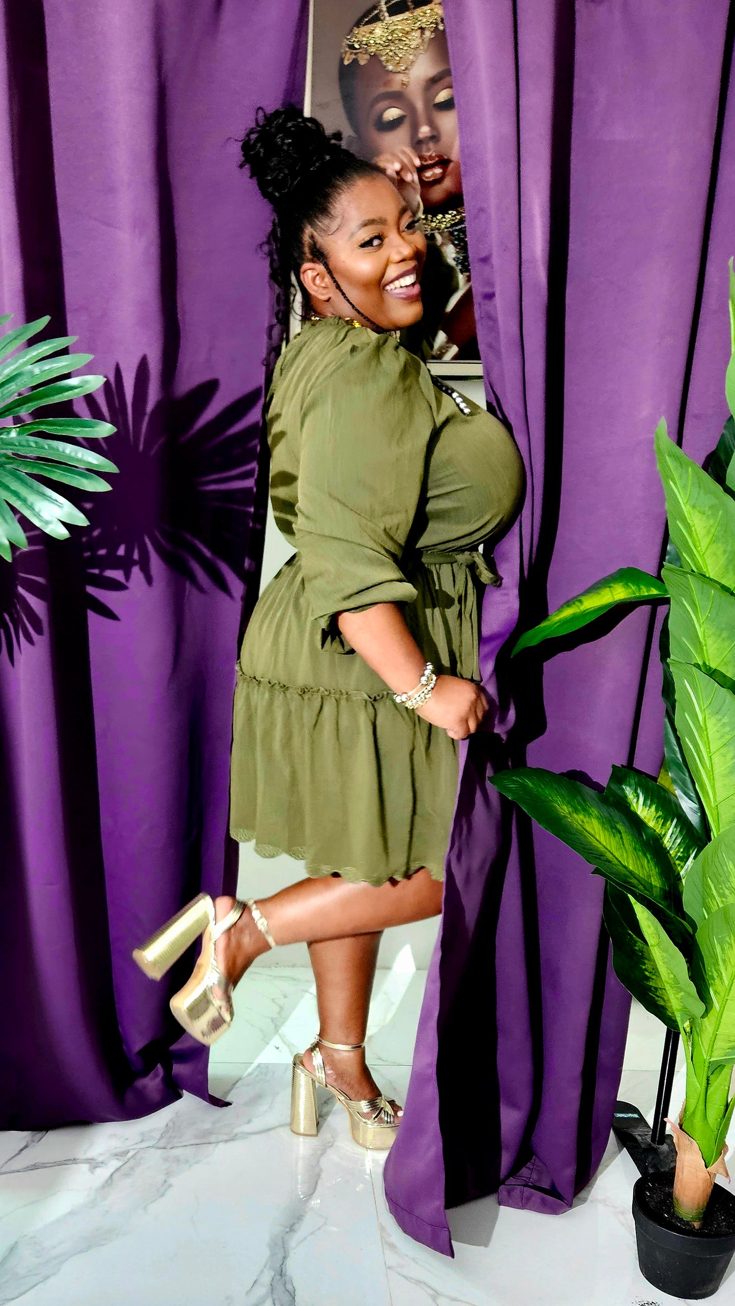 Gina Embroidered Hemline Tiered Dress