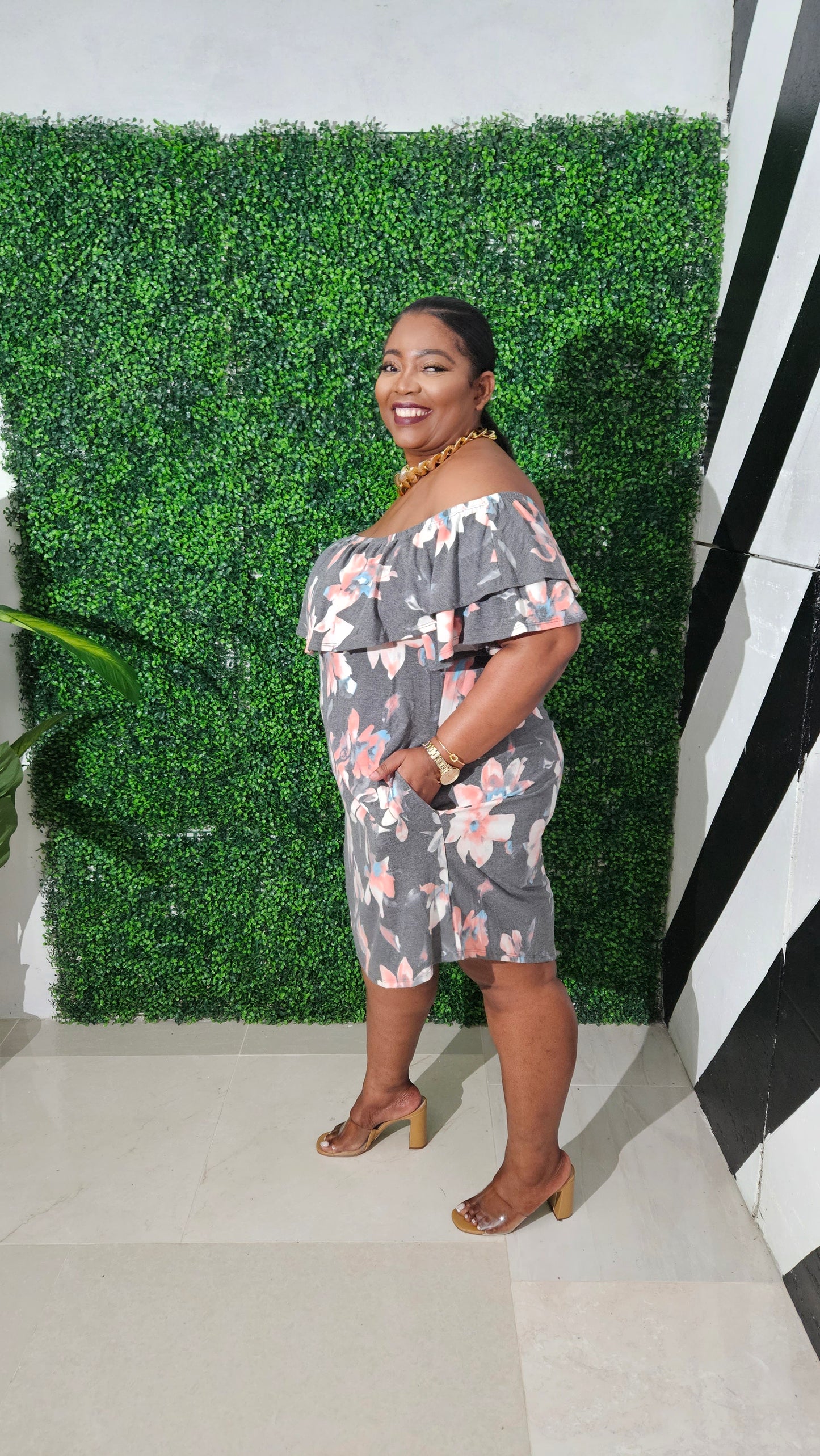 Flirt & Flow Dress|| Charcoal