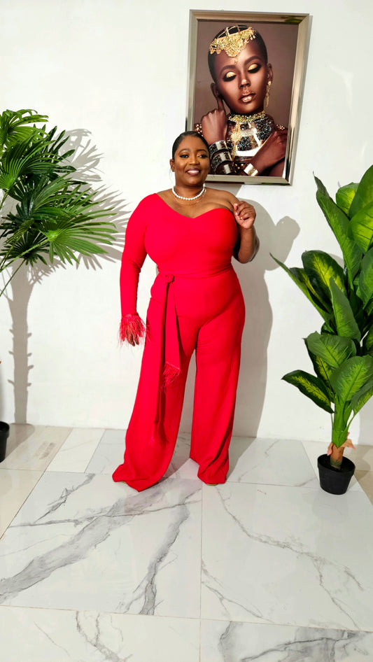 Regal Heiress Jumpsuit || Red