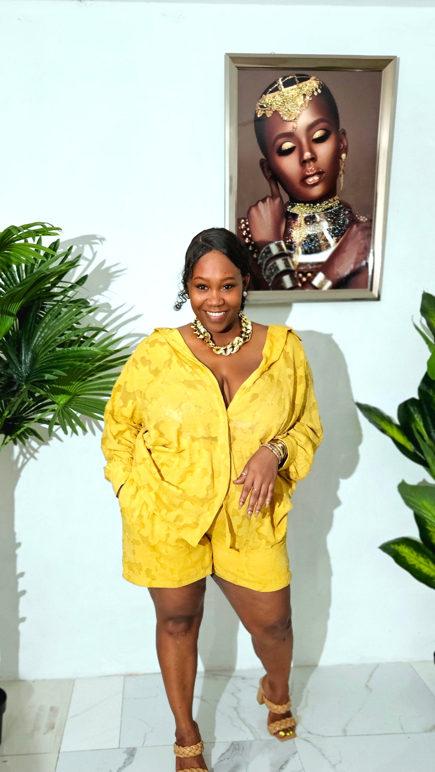 Luxe Marigold Shorts Set || Mustard