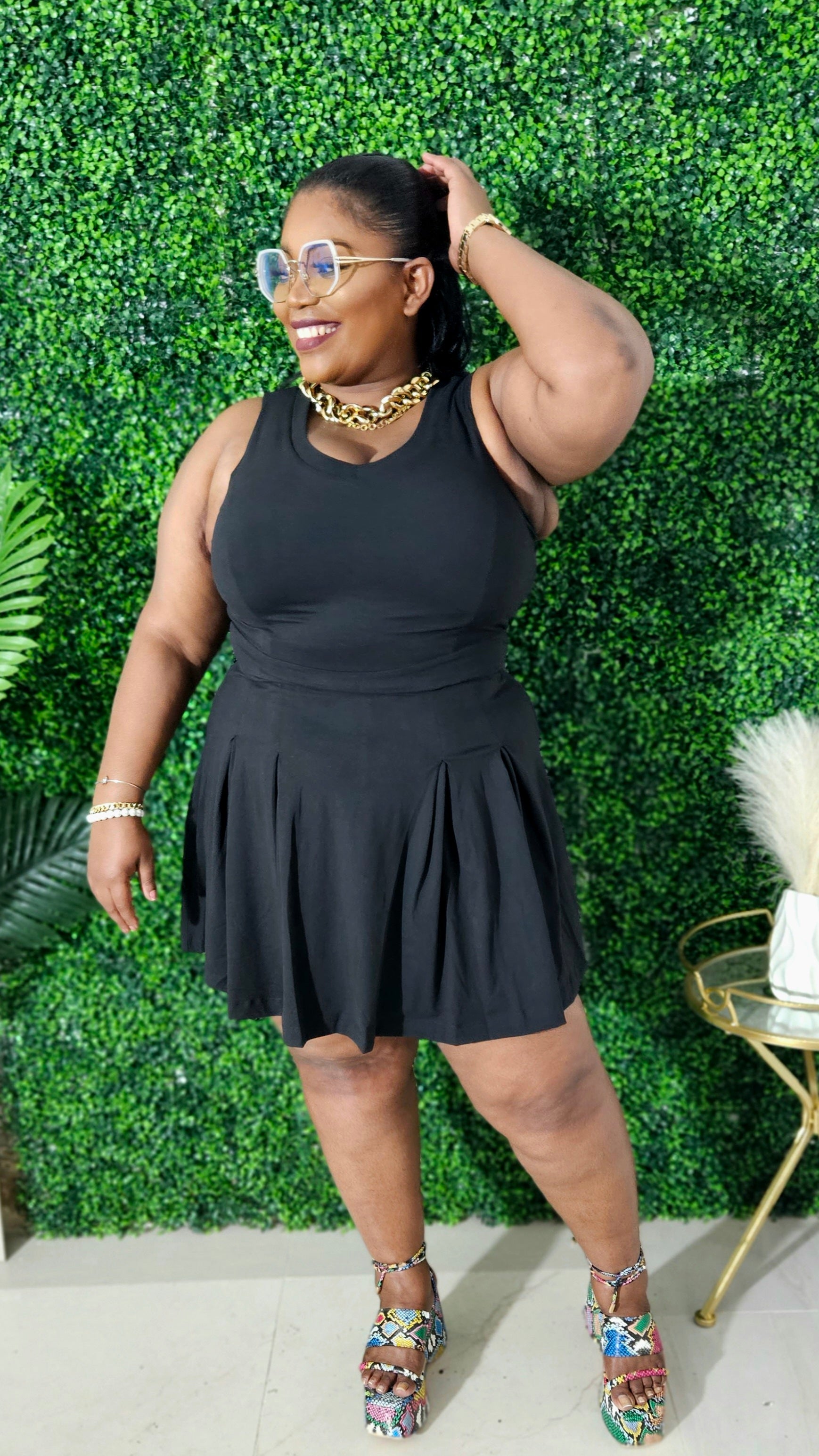 Tennis Dress Set || Black Curvy Definition Plus Tennis Dress Set || Black Curvy Definition Plus