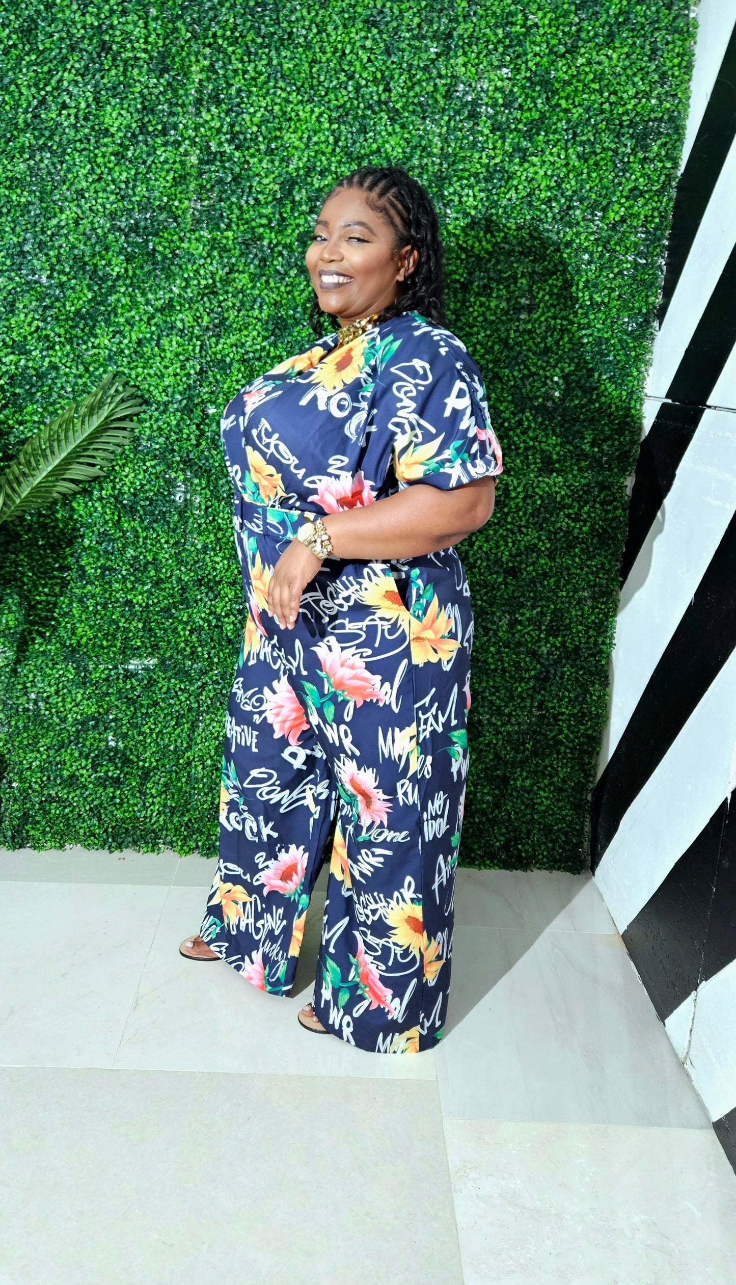 Graffiti Garden Jumpsuit || Navy