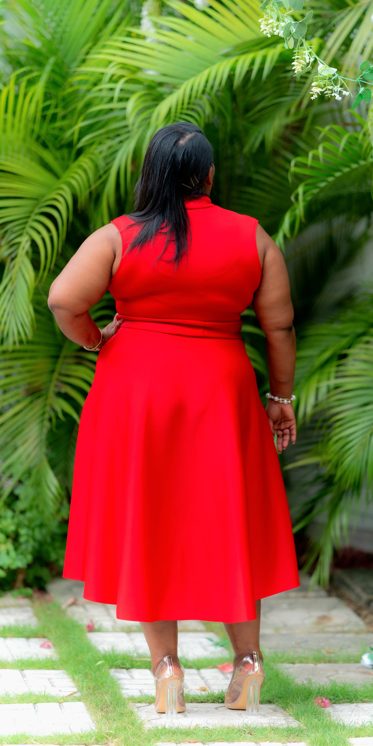 Pure Grace Midi Dress || Red
