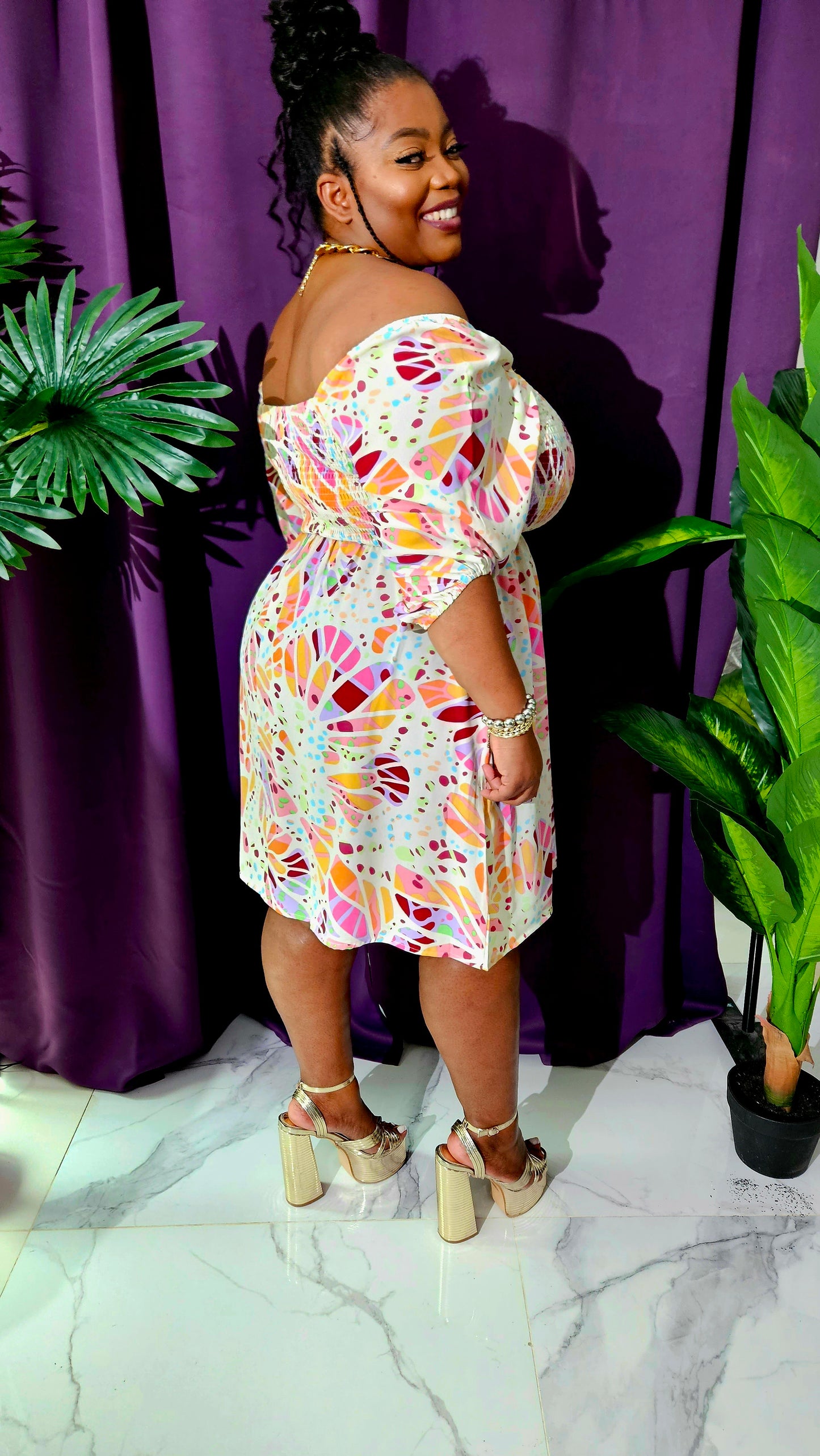 Jaylana Floral Printed Mini Dress