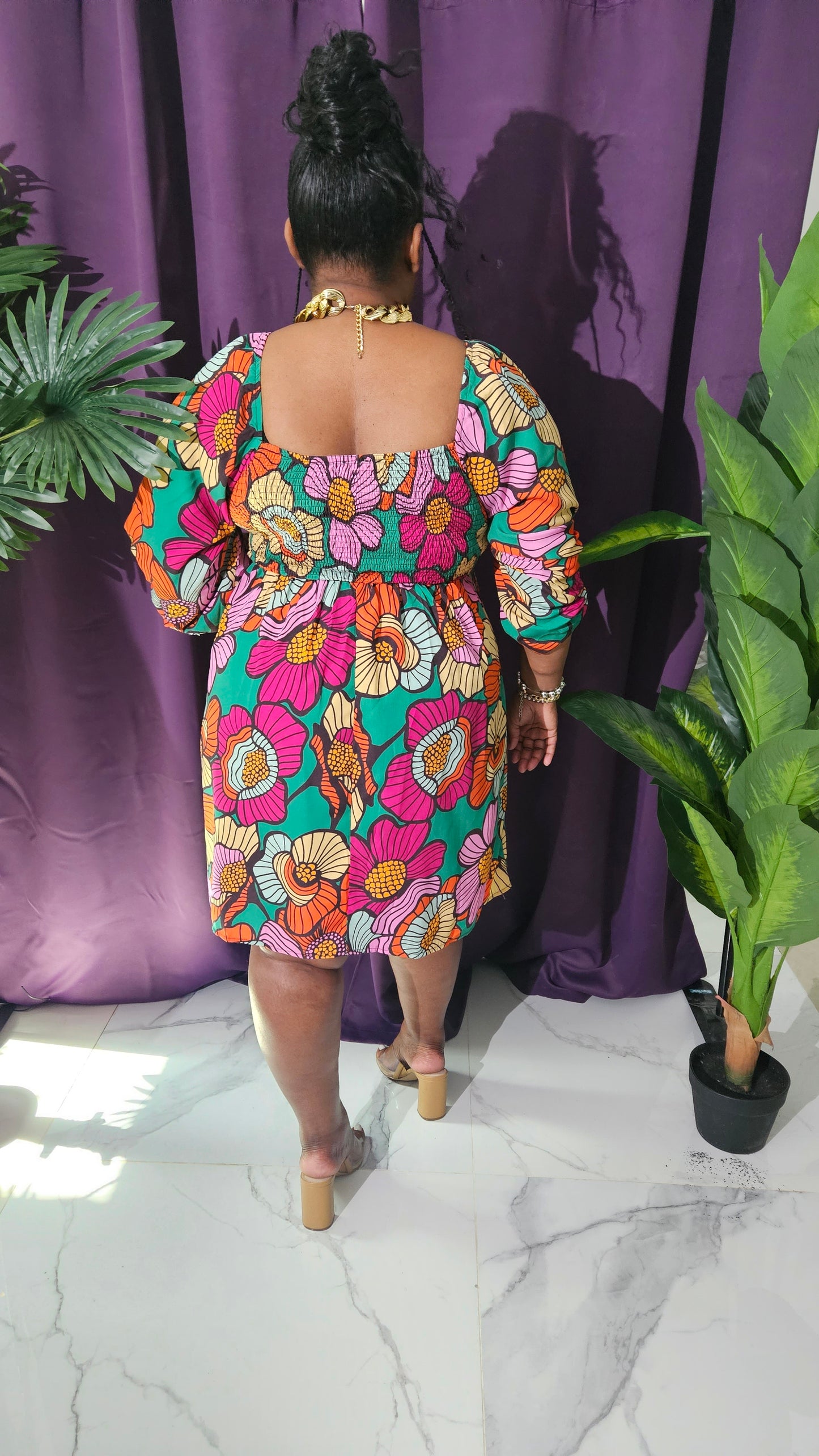 Tiki Floral Printed Mini Dress