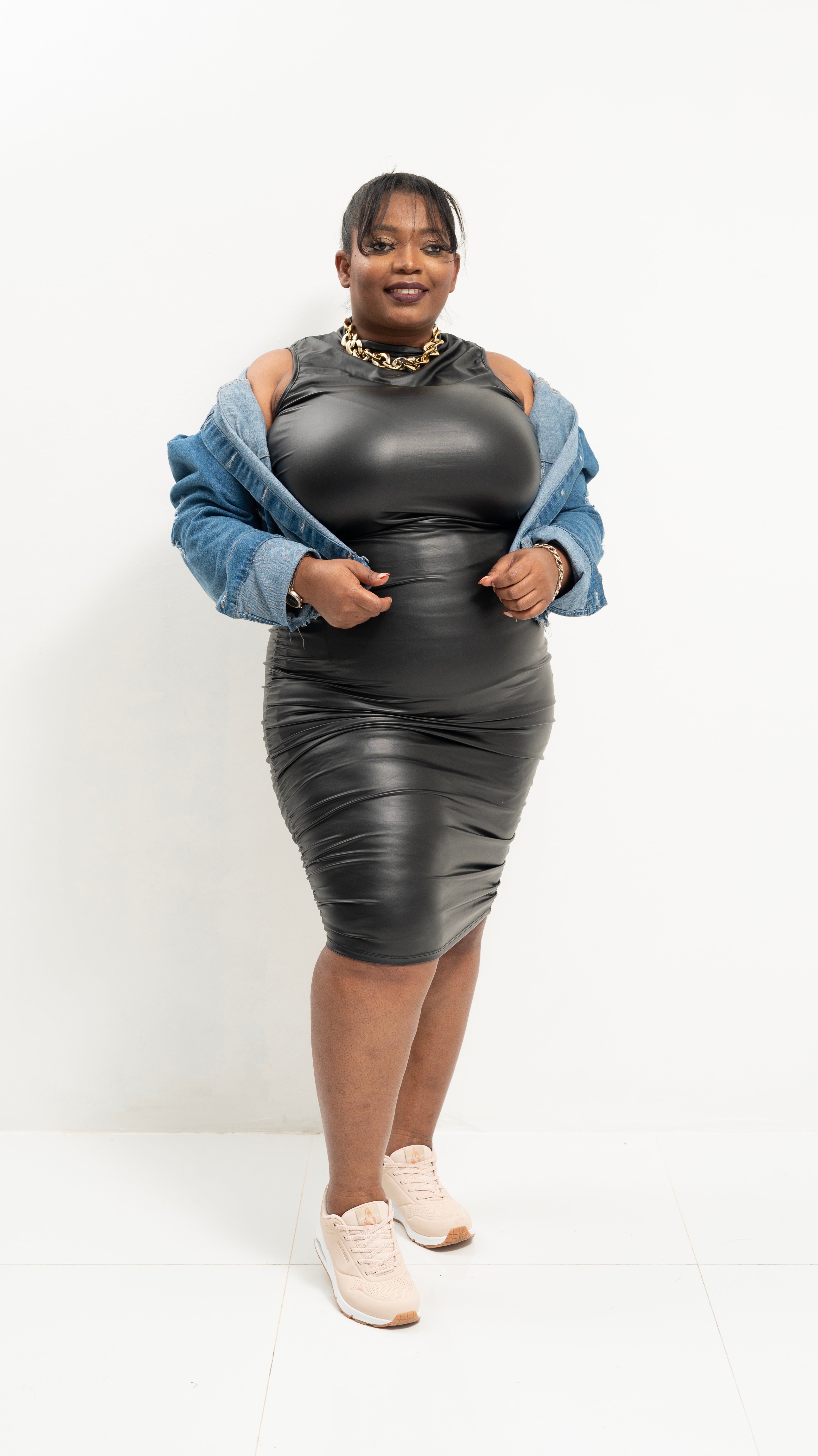 Lexi Faux Leather Dress || Black Curvy Definition Plus Lexi Faux Leather Dress || Black Curvy Definition Plus