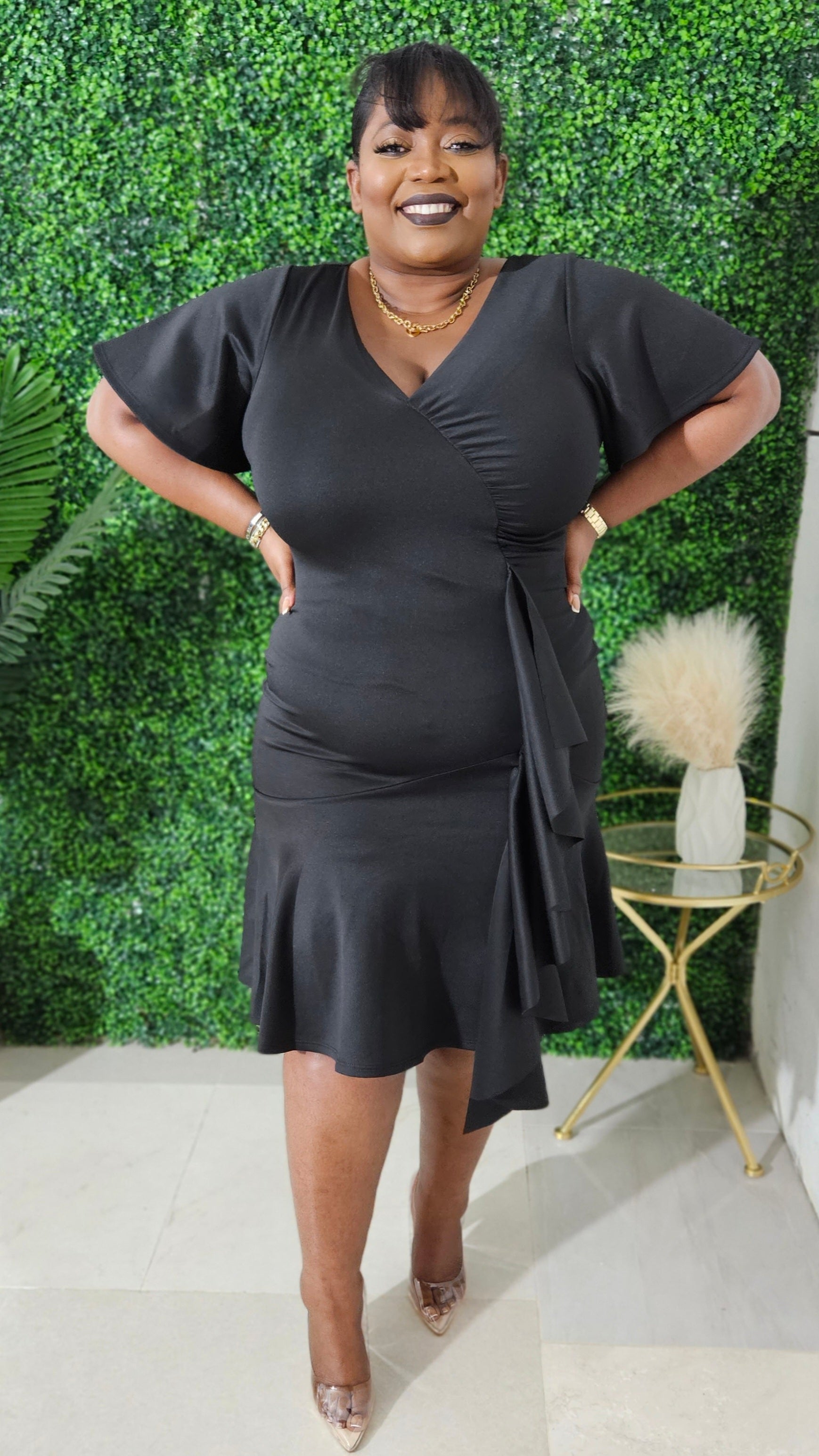 Moya Mermaid Ruffle Dress || Black Curvy Definition Plus Moya Mermaid Ruffle Dress || Black Curvy Definition Plus