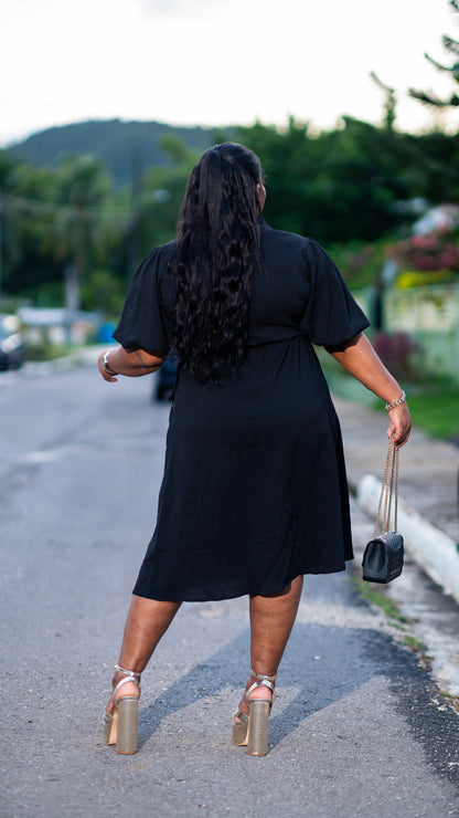 Smitha Woven Midi Dress | Black