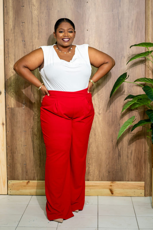 Flow Wide-Leg Pants || Red