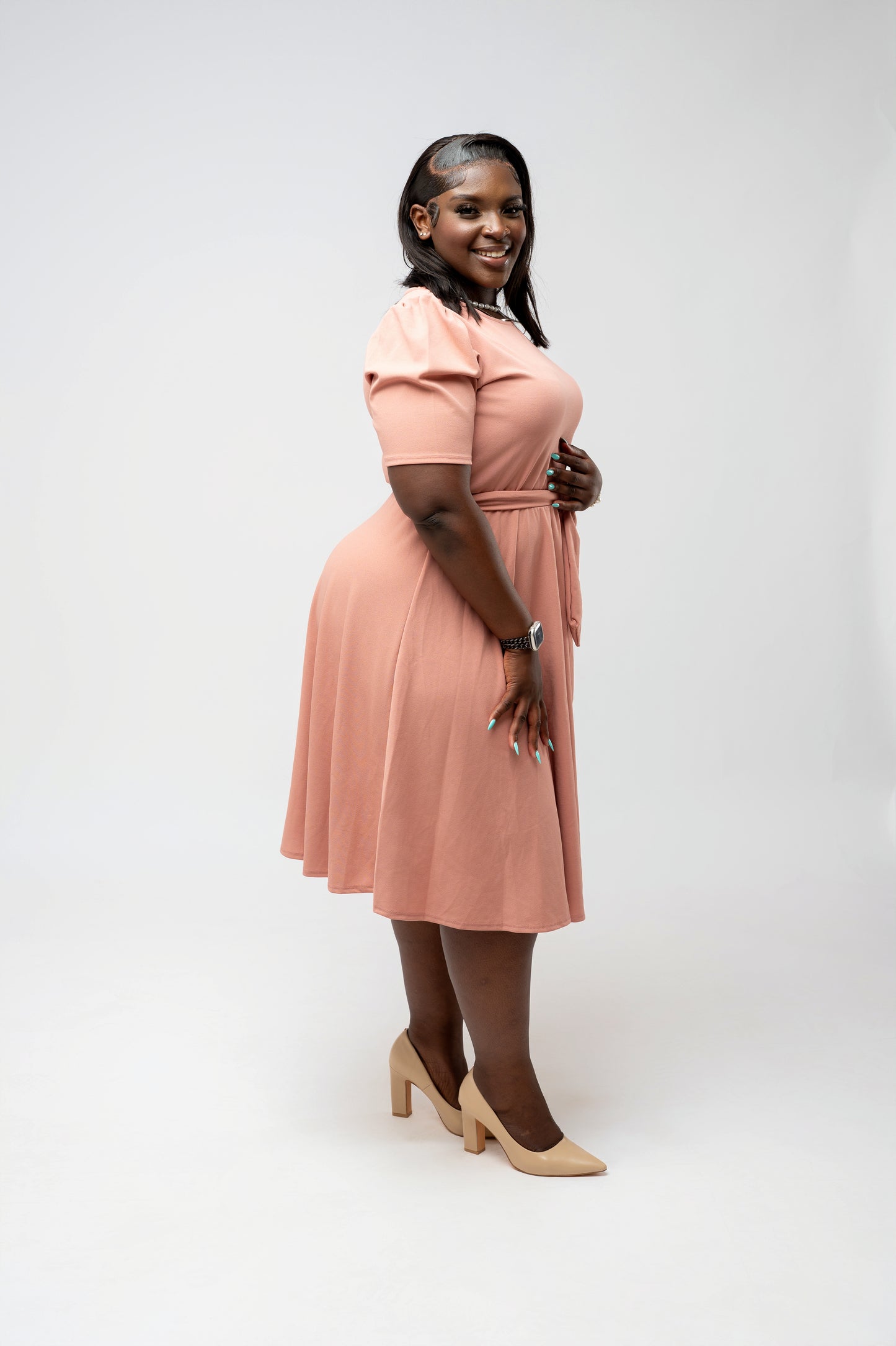 Amina Essence Midi Dress || Blush