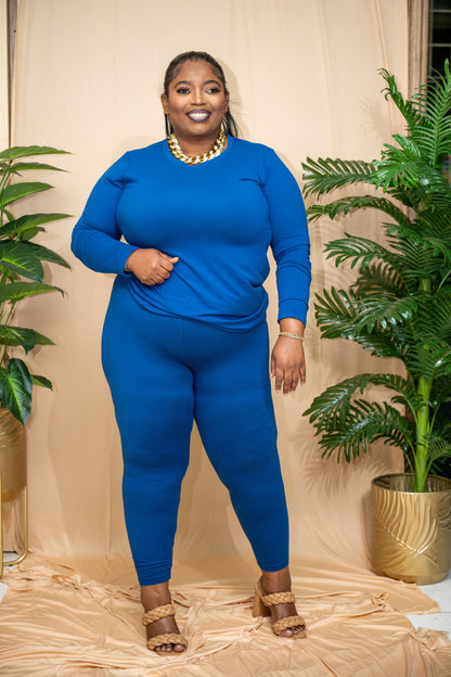 Baby Its Cold Outside Legging Set - LT Navy