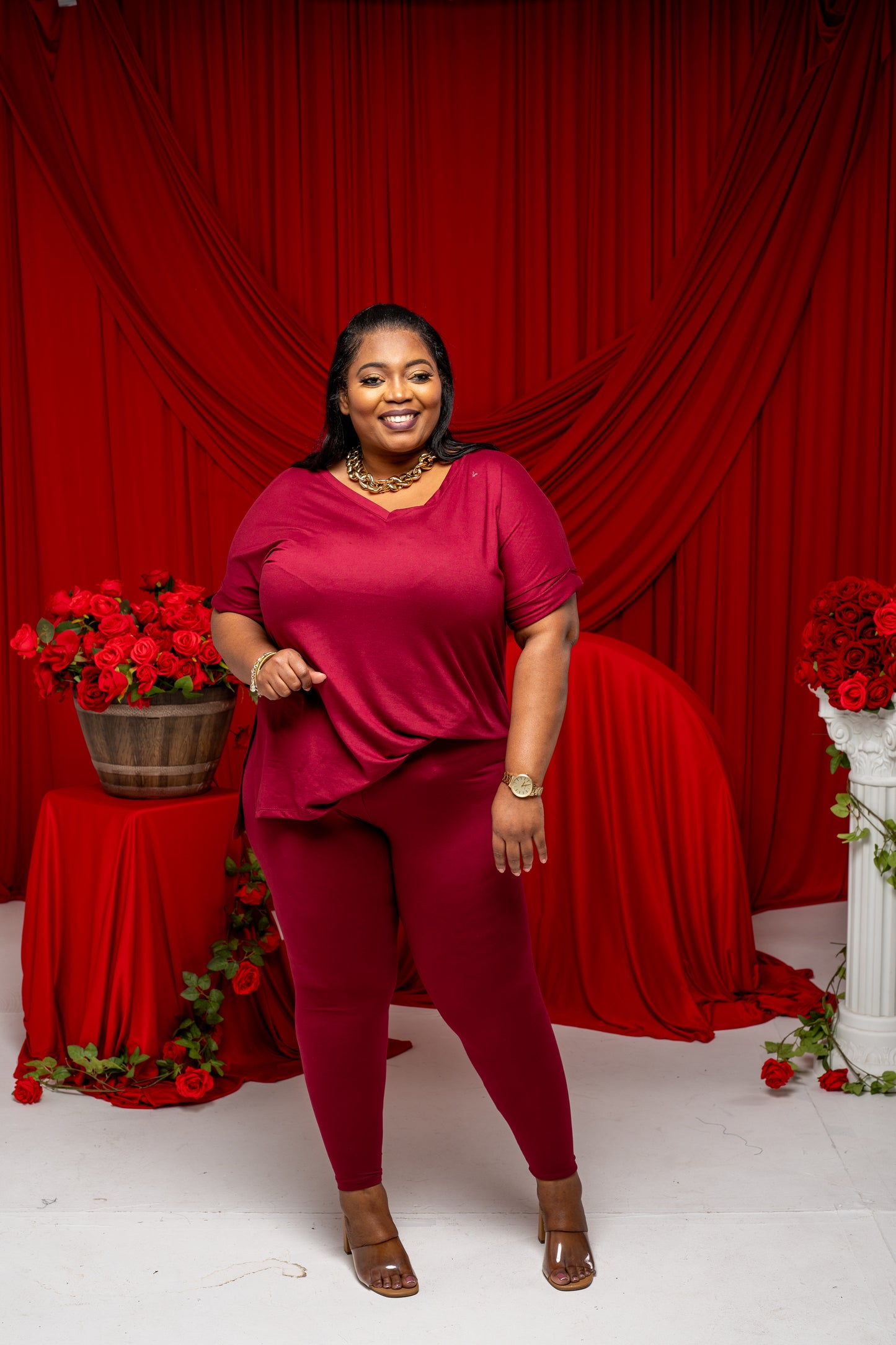 Gia Buttery Soft Legging Set || Burgundy