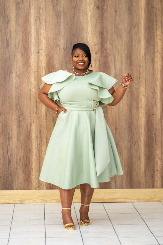 Simply Divine Midi Dress || Sage