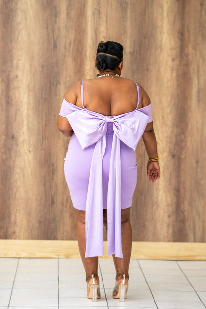 Bow & Beautiful Mini Dress || Lavender