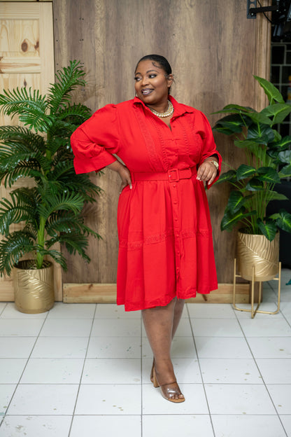The Sunday Best Belted Dress || Red