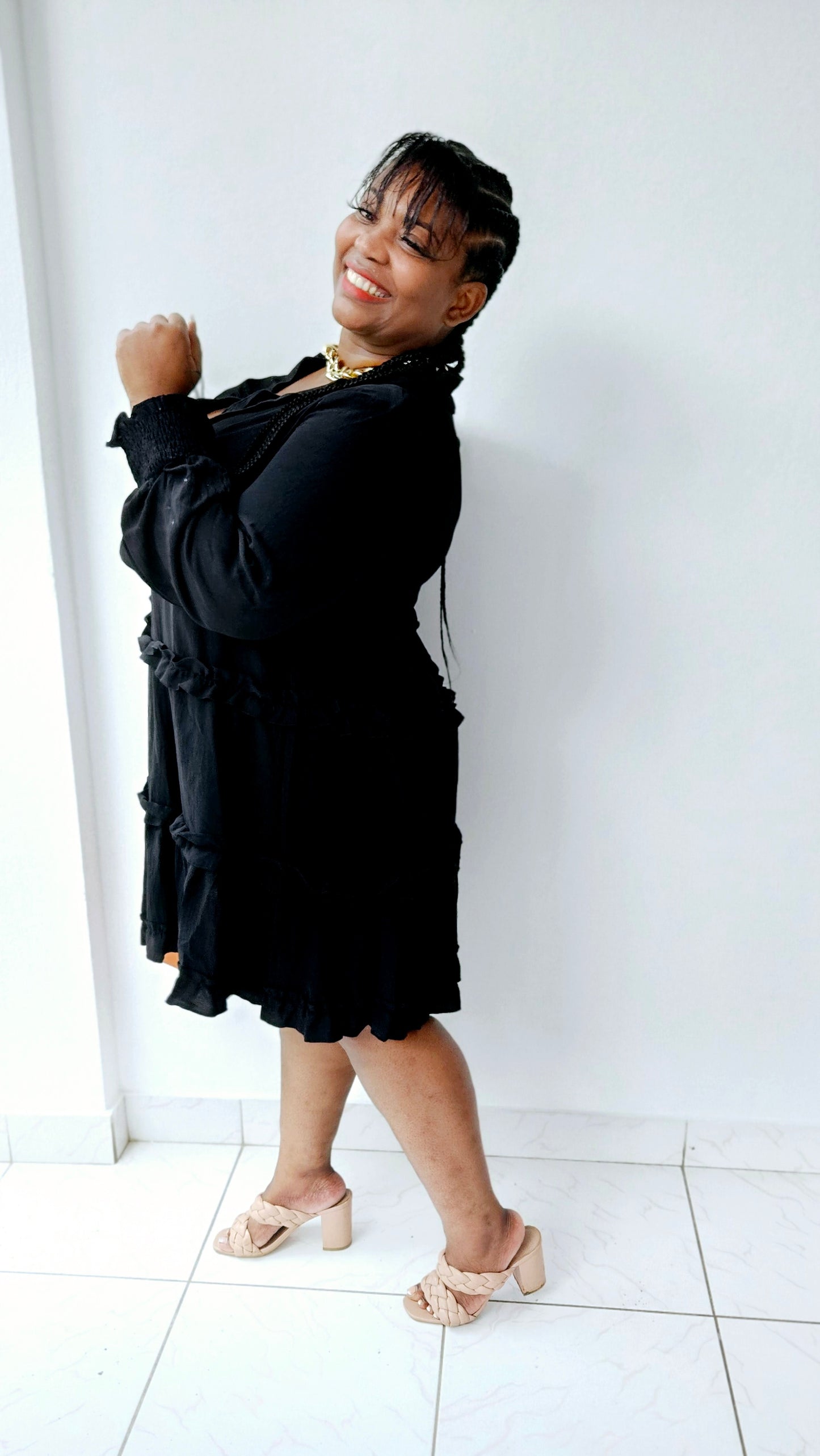 Jada Ruffle Dress || Black