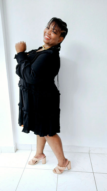 Jada Ruffle Dress || Black
