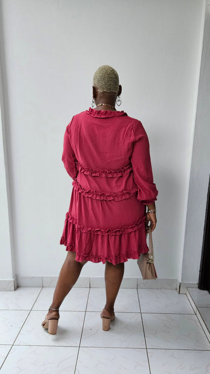 Jada Ruffle Dress || Lipstick