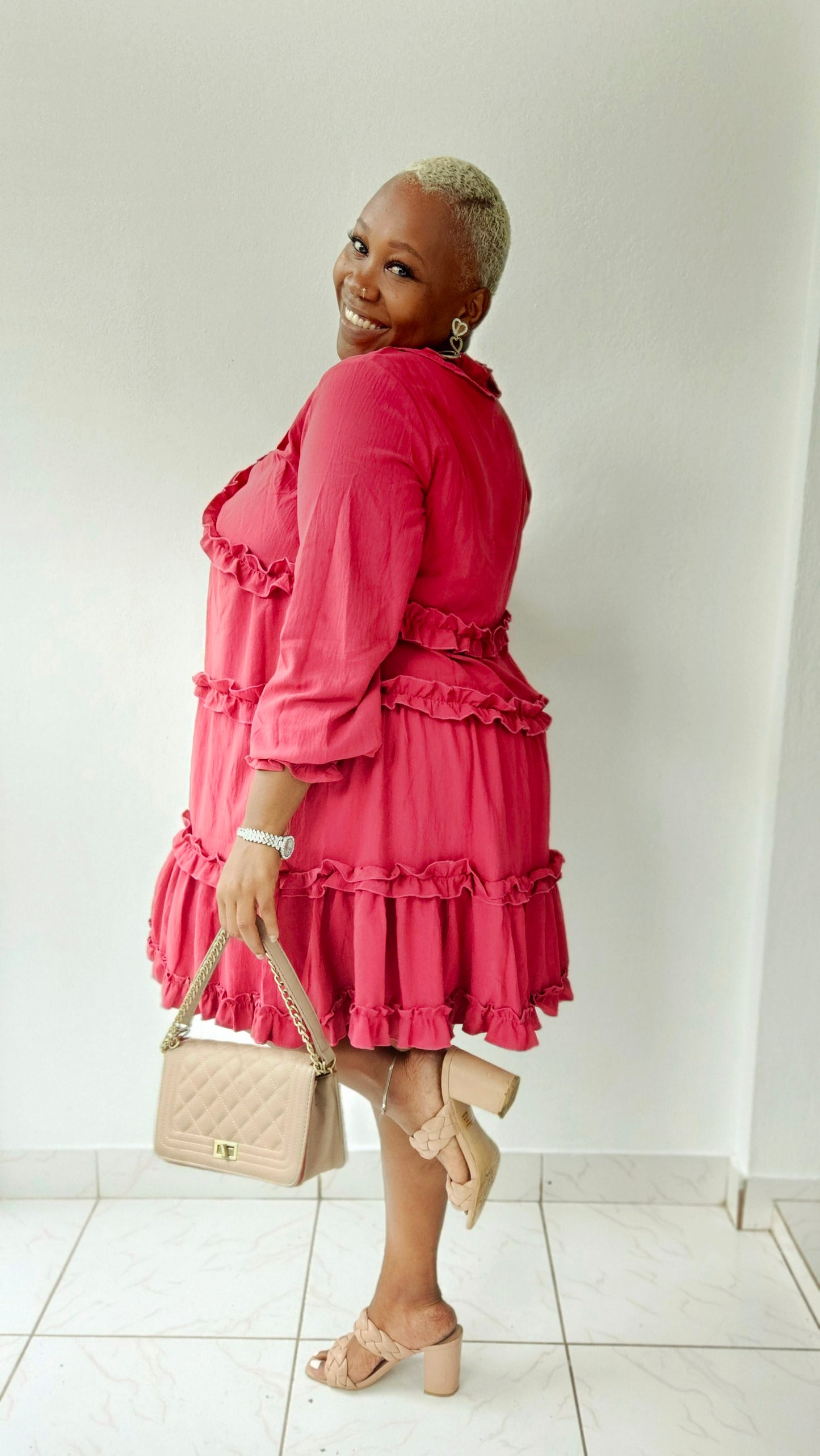 Jada Ruffle Dress || Lipstick