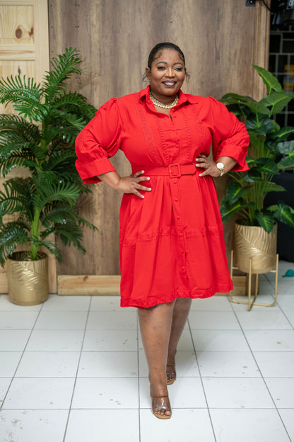 The Sunday Best Belted Dress || Red