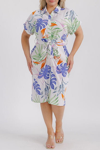 Baley Buttoned Midi Dress || Palm White