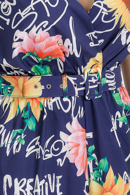 Graffiti Garden Jumpsuit || Navy