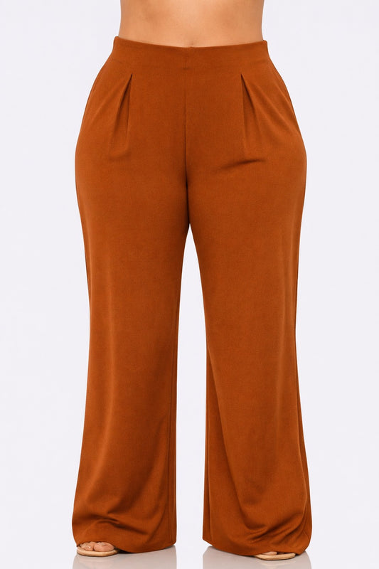 Flow Wide-Leg Pants || Rust