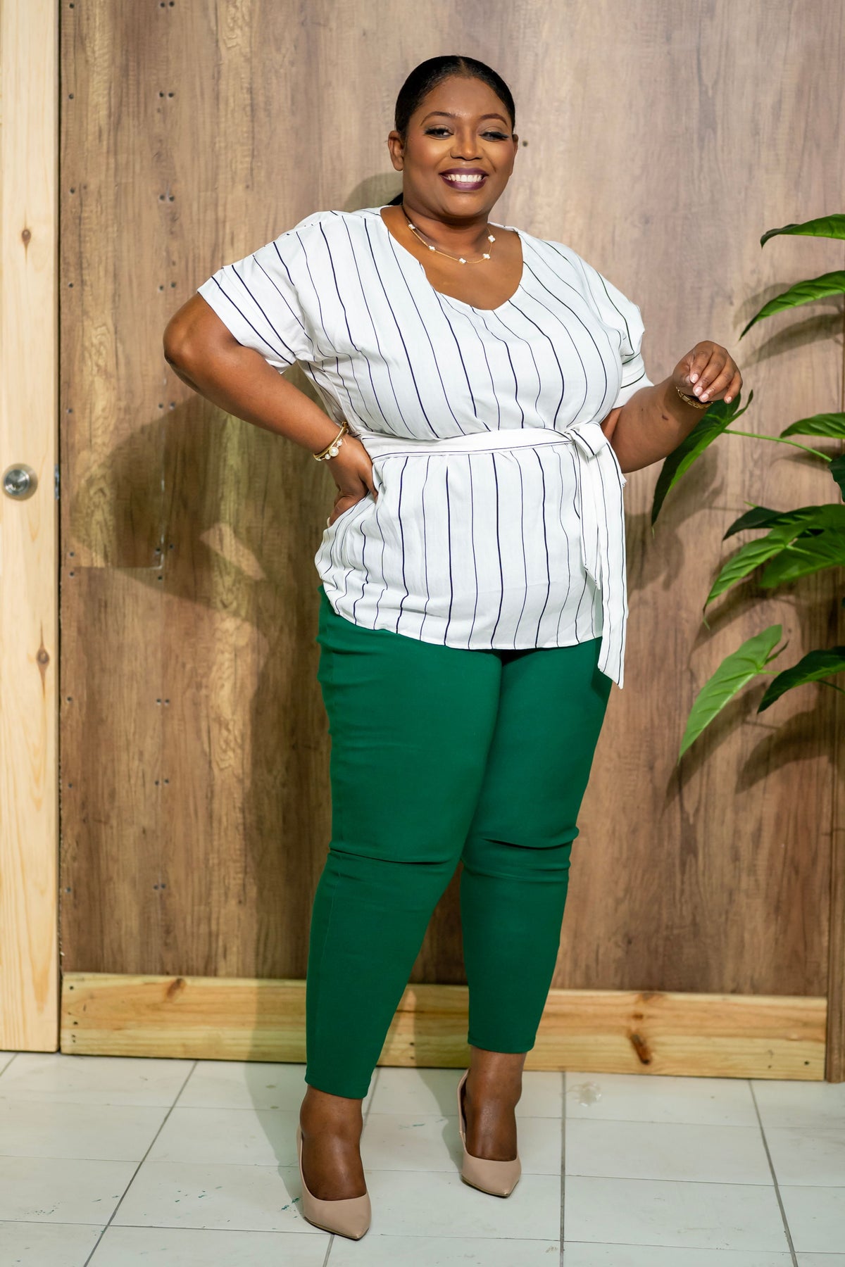 Striped Ribbon Tie Top || White & Black