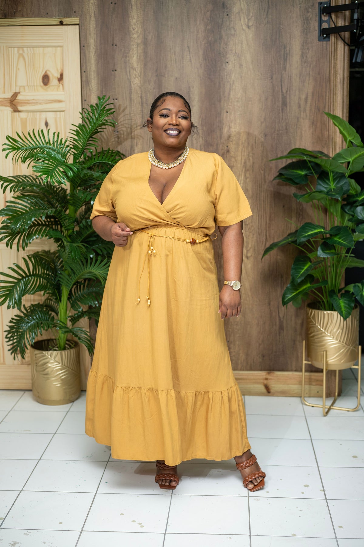 Easy Like Sunday Maxi Dress || Mustard