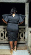 Load image into Gallery viewer, Aunika Exaggerated Sleeve Dress|| Denim Black
