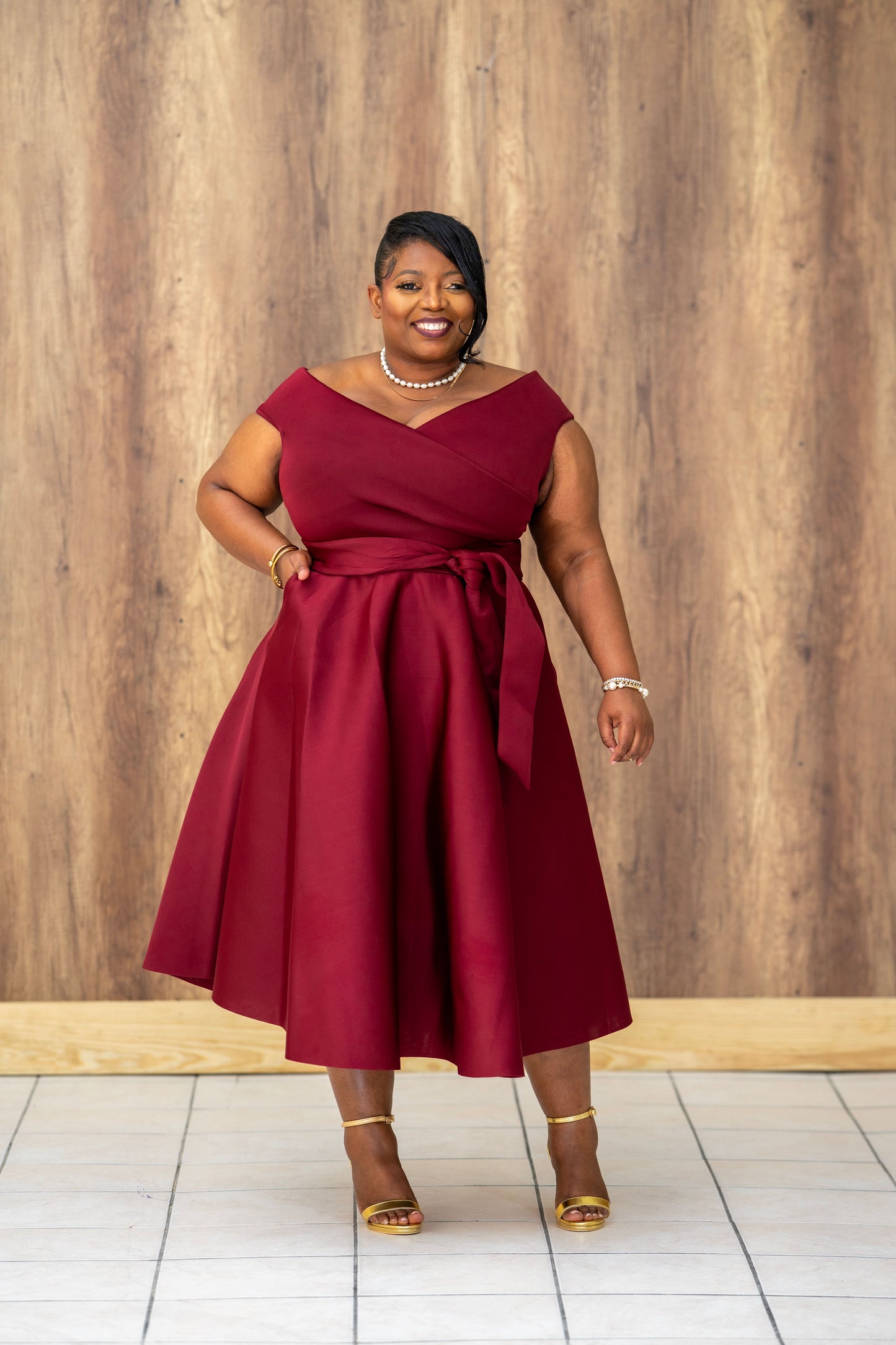 Pure Celest Flare Dress || Burgundy