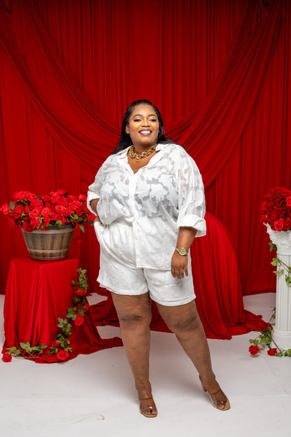 Luxe Marigold Shorts Set || White