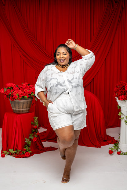 Luxe Marigold Shorts Set || White