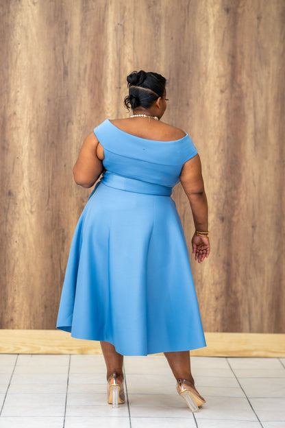 Pure Celest Flare Dress || Denim Blue