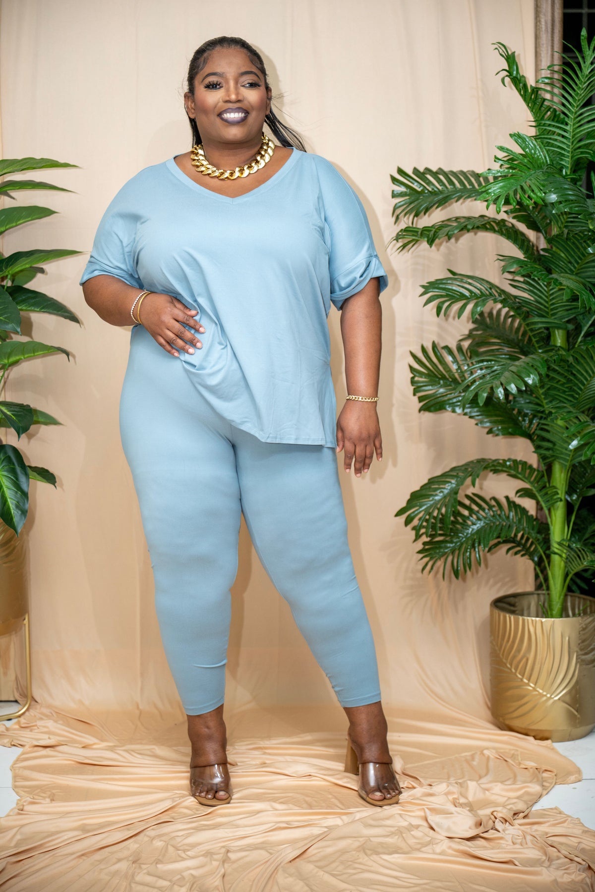 Gia Buttery Soft Legging Set - Blue Grey